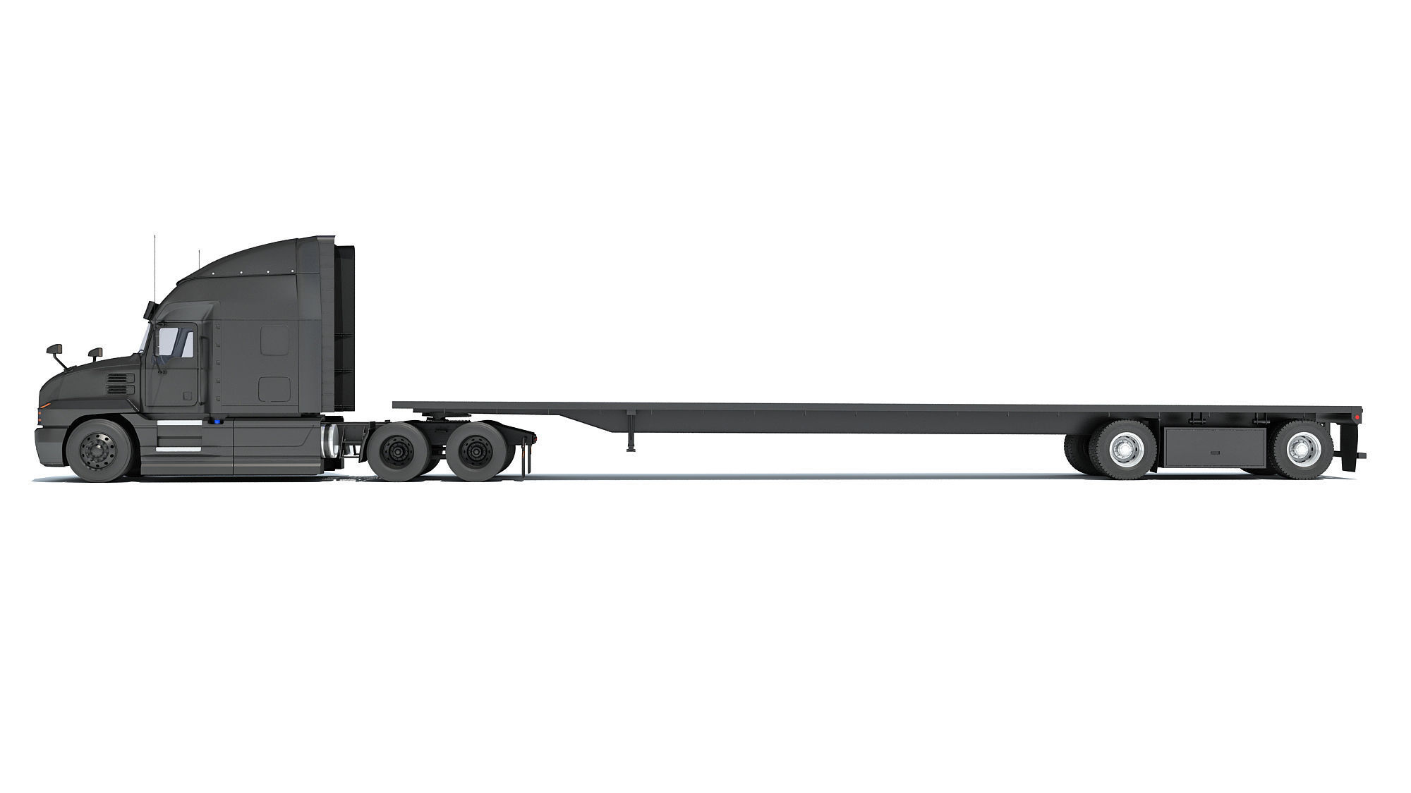 Truck with Flatbed Trailer 3D model_1
