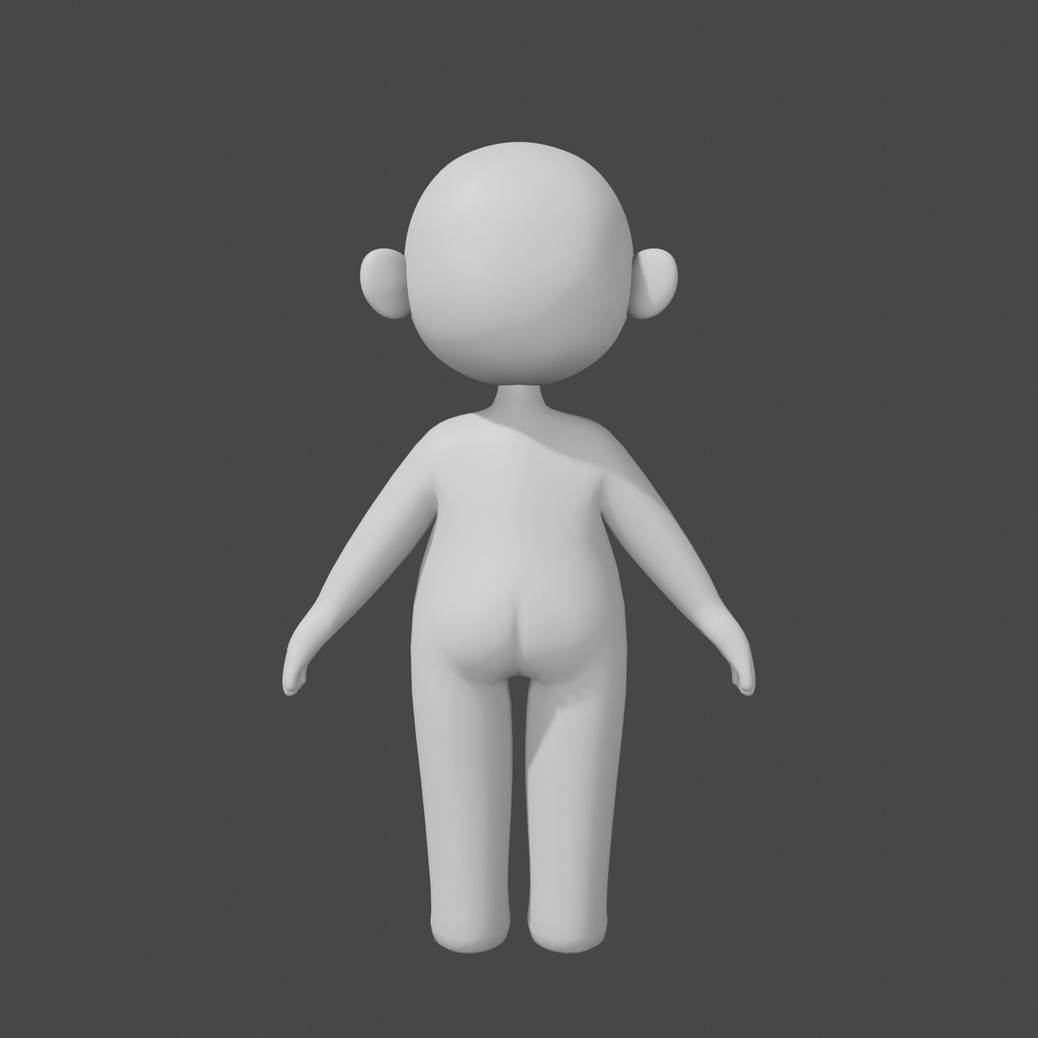 Base Meshes Character Starter Kit Cute Anime Chibi Girl Low-poly 3D model_17