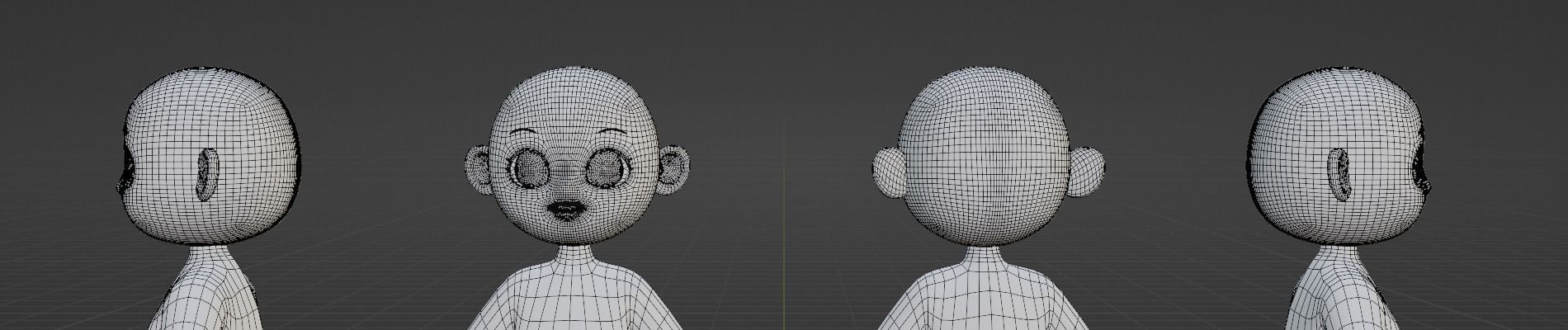 Base Meshes Character Starter Kit Cute Anime Chibi Girl Low-poly 3D model_7