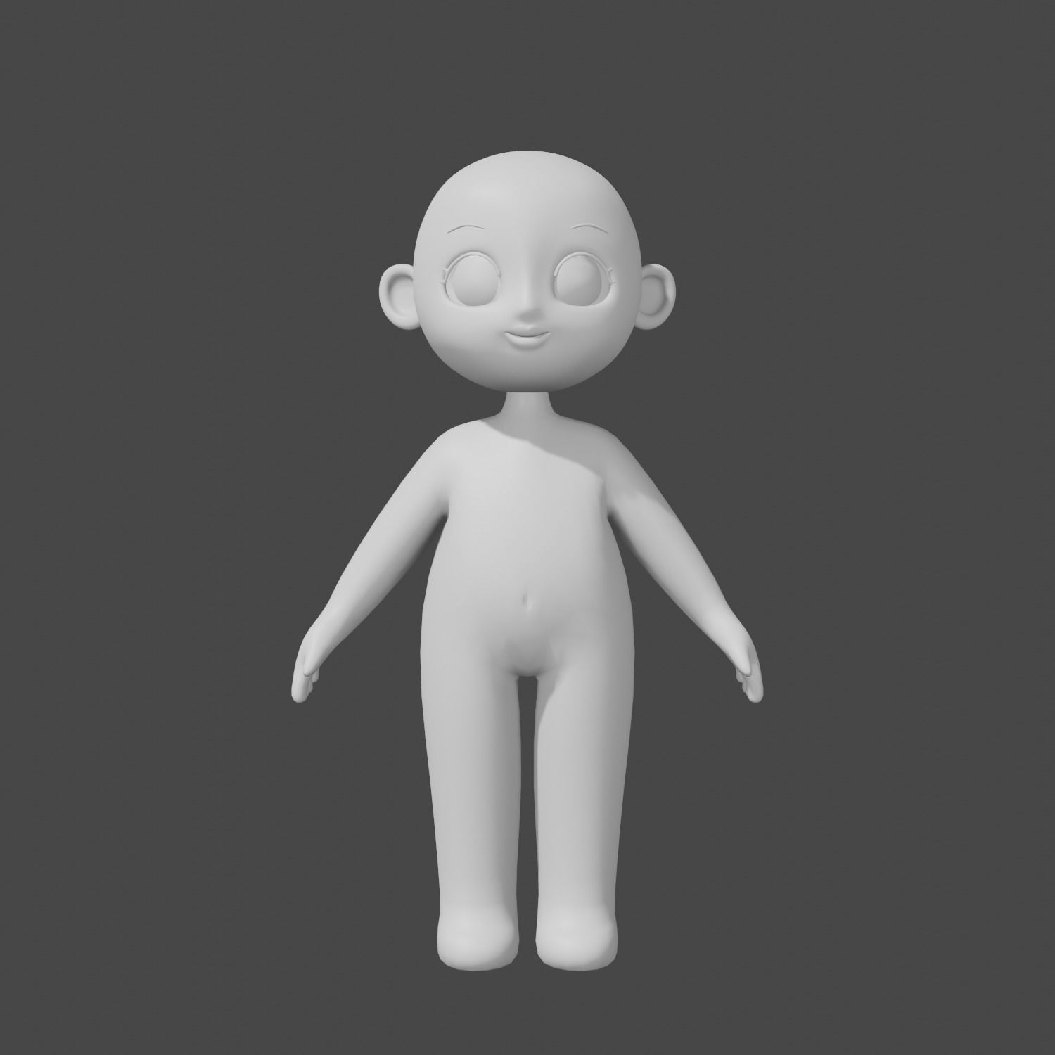 Base Meshes Character Starter Kit Cute Anime Chibi Girl Low-poly 3D model_9