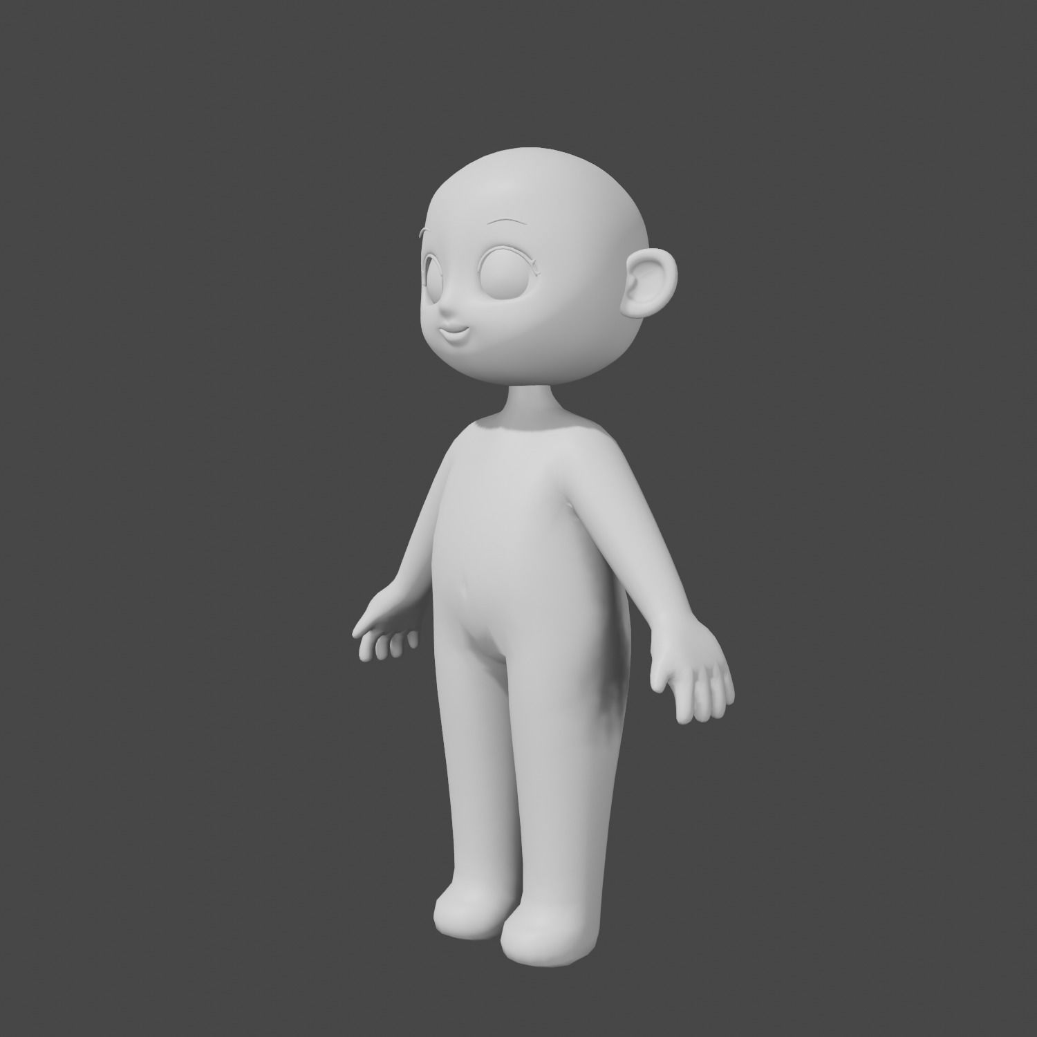 Base Meshes Character Starter Kit Cute Anime Chibi Girl Low-poly 3D model_11