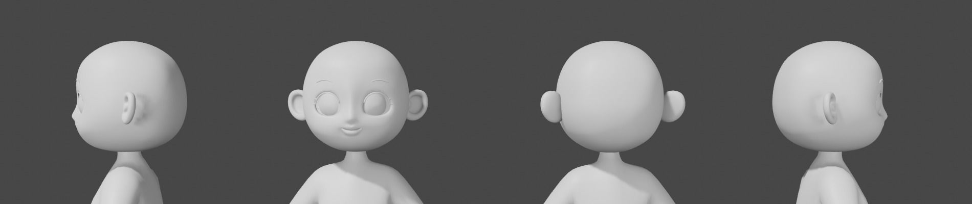 Base Meshes Character Starter Kit Cute Anime Chibi Girl Low-poly 3D model_8