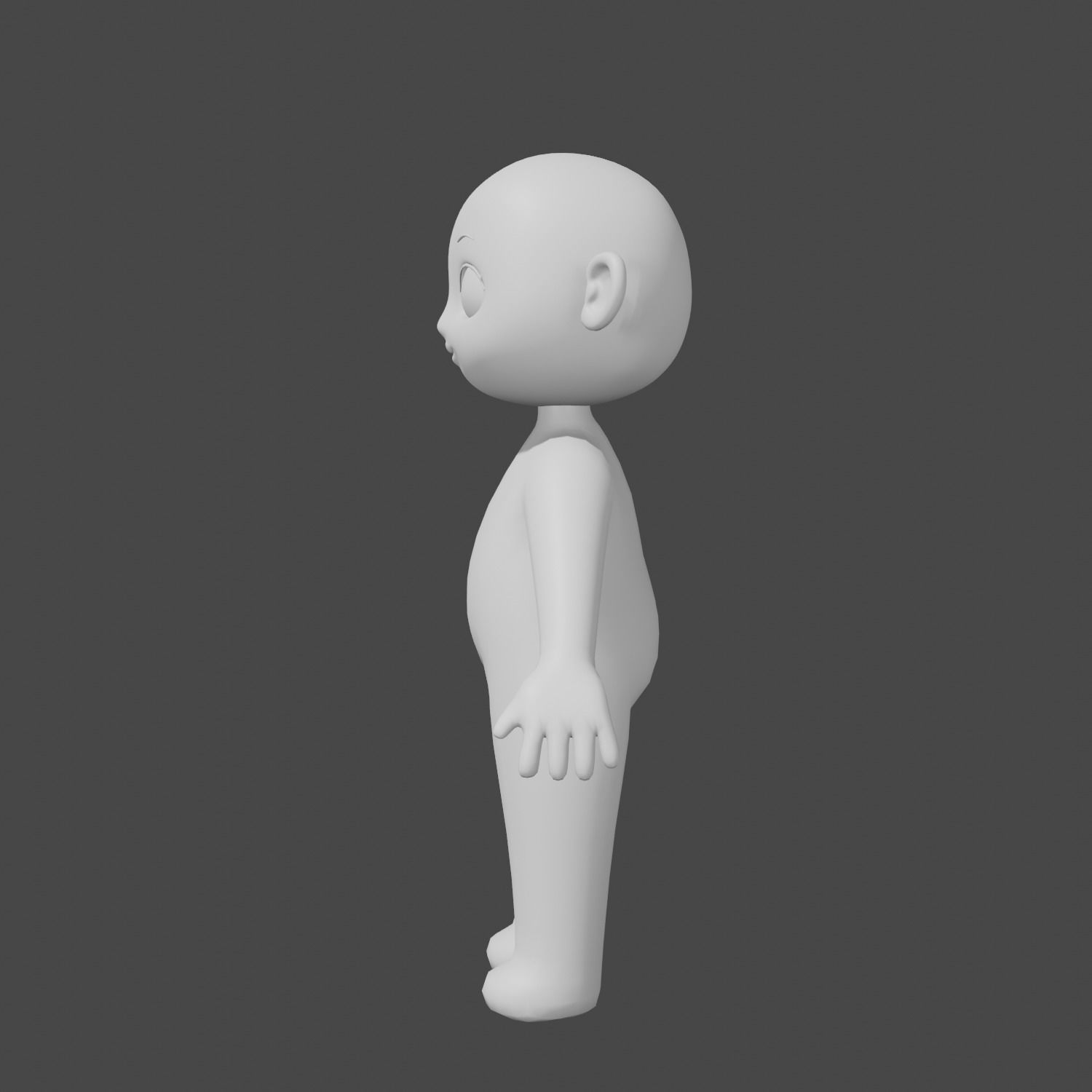 Base Meshes Character Starter Kit Cute Anime Chibi Girl Low-poly 3D model_13