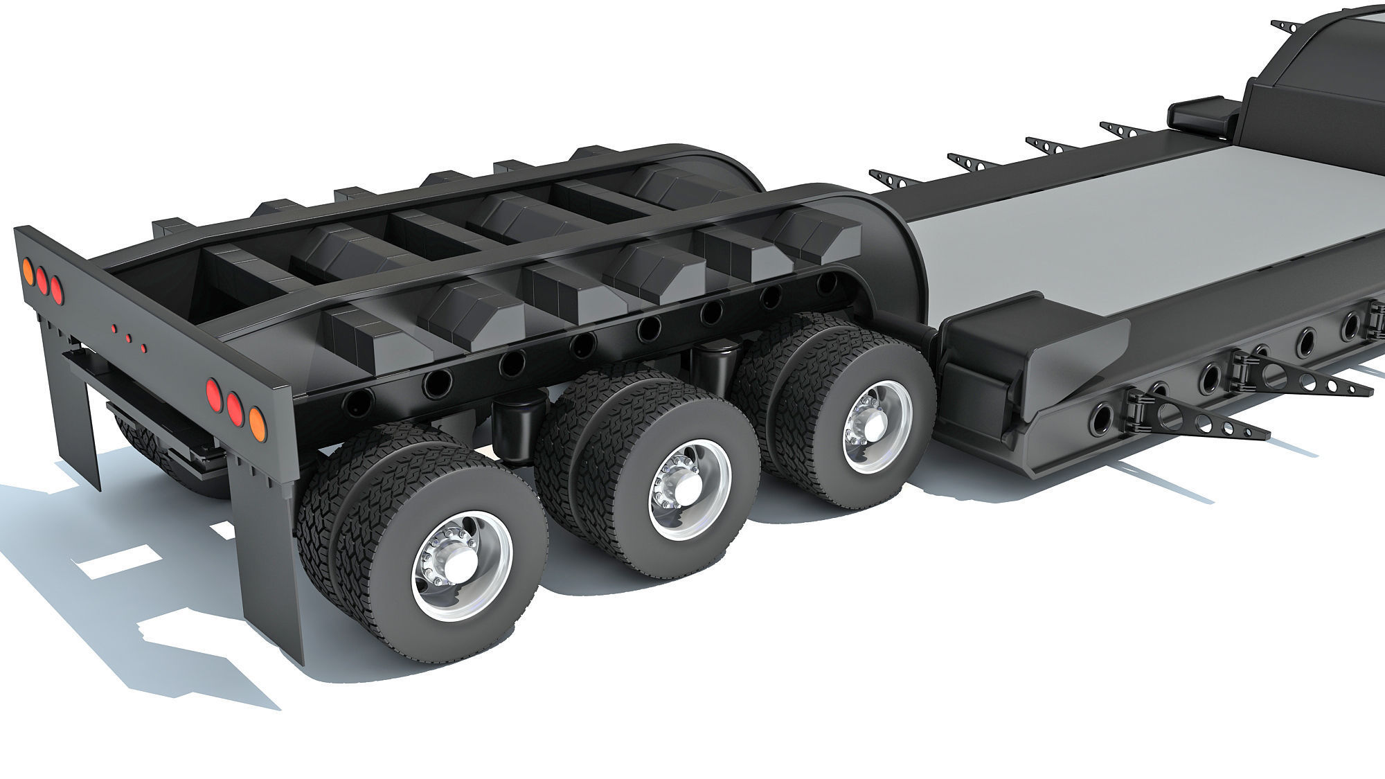 Truck with Lowboy Trailer 3D model_16
