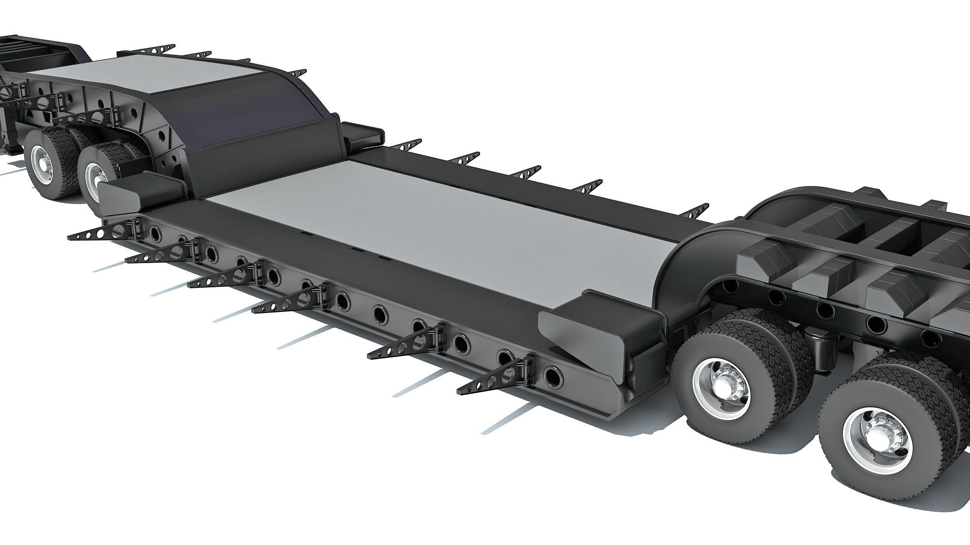 Truck with Lowboy Trailer 3D model_15