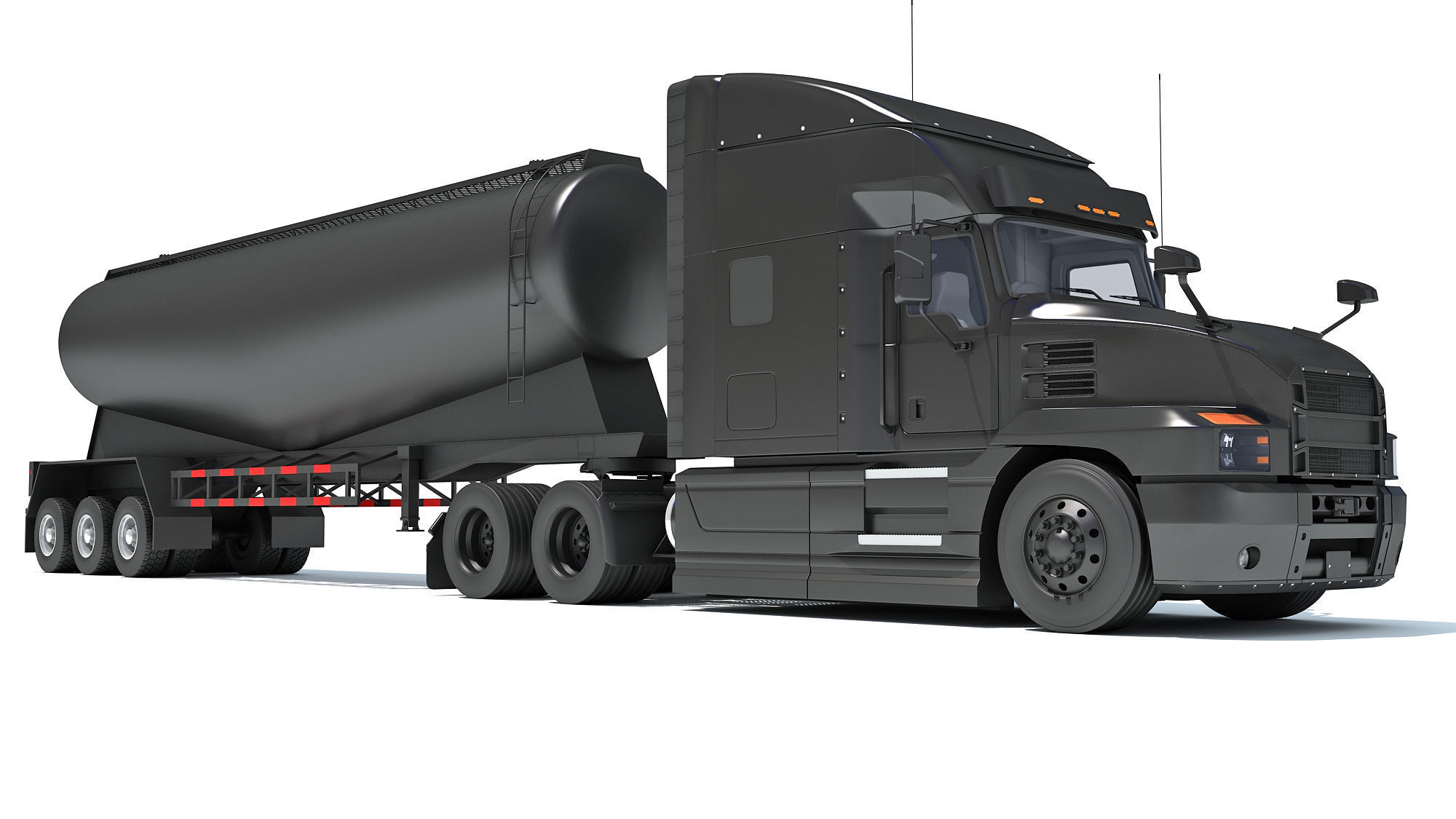 Sleeper Cab Truck with Tank Trailer 3D model_10