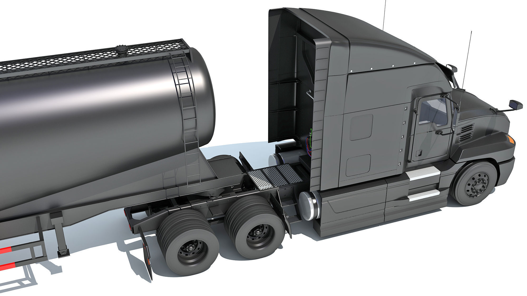 Sleeper Cab Truck with Tank Trailer 3D model_15