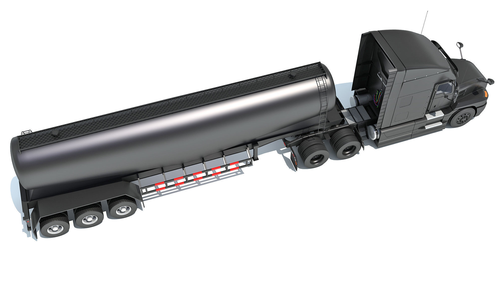 Sleeper Cab Truck with Tank Trailer 3D model_6