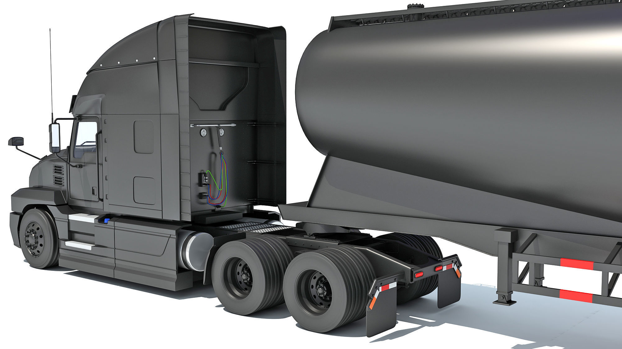 Sleeper Cab Truck with Tank Trailer 3D model_14