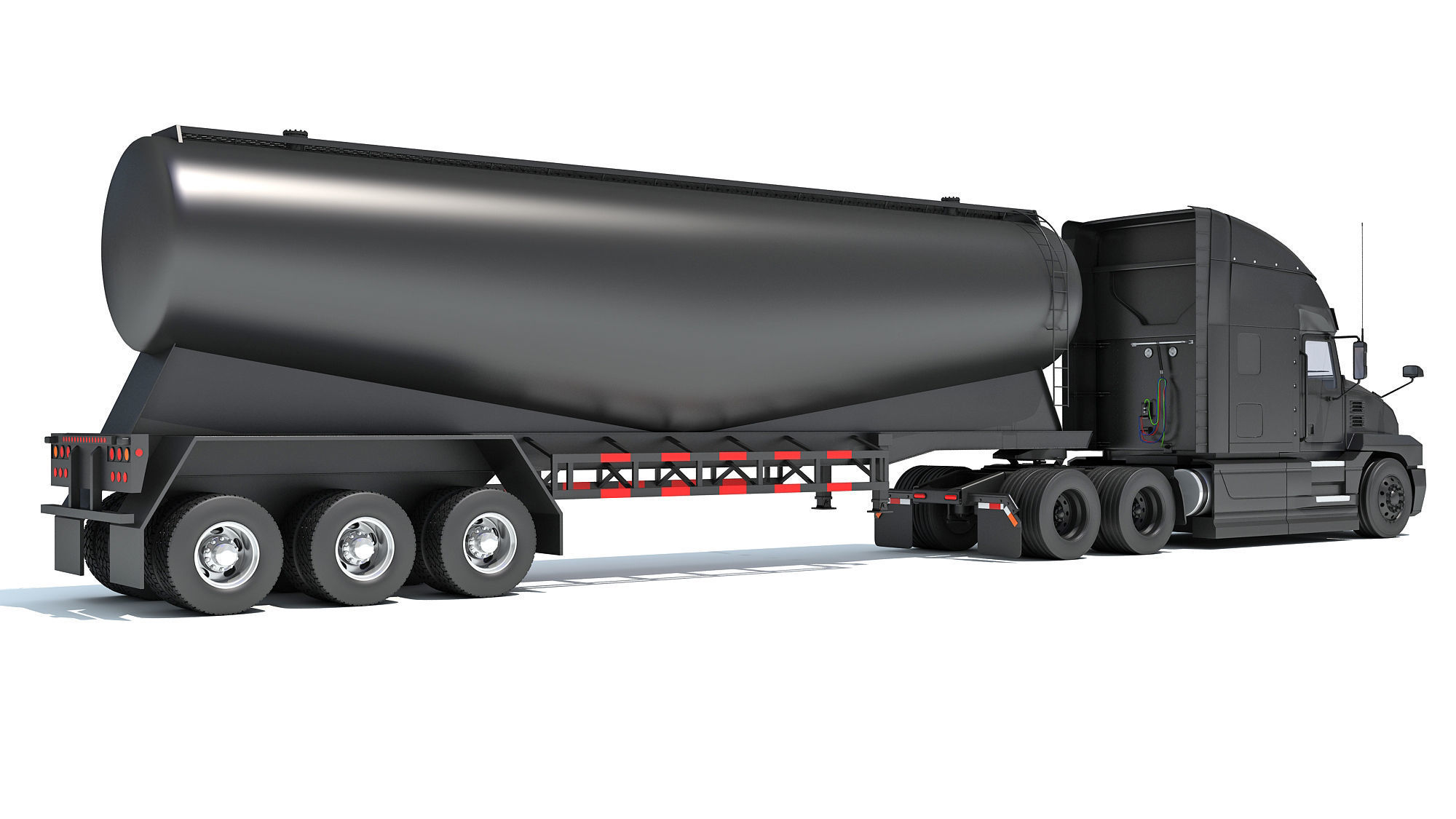 Sleeper Cab Truck with Tank Trailer 3D model_4