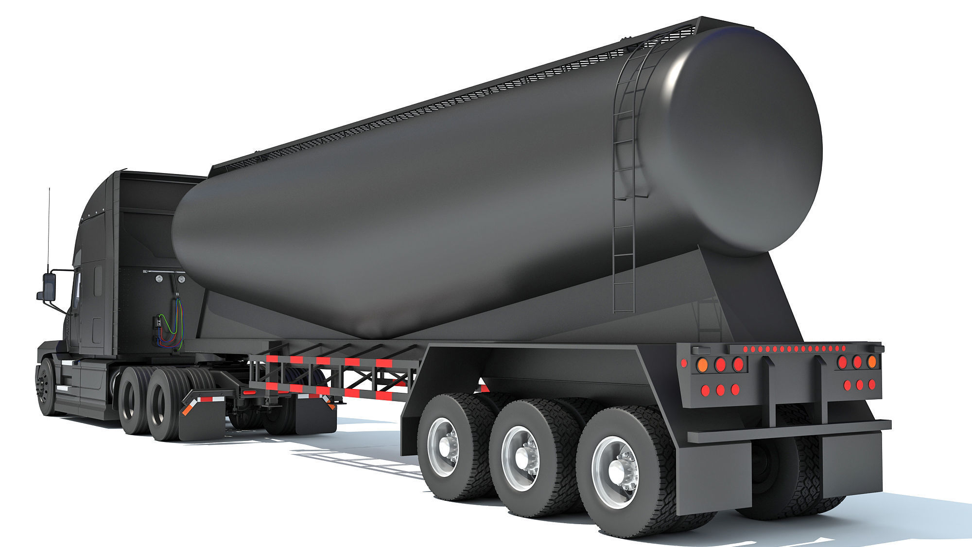 Sleeper Cab Truck with Tank Trailer 3D model_3