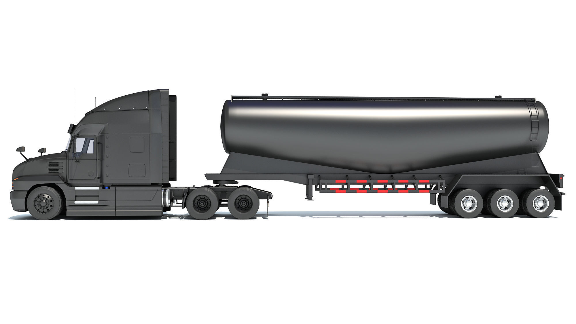 Sleeper Cab Truck with Tank Trailer 3D model_1