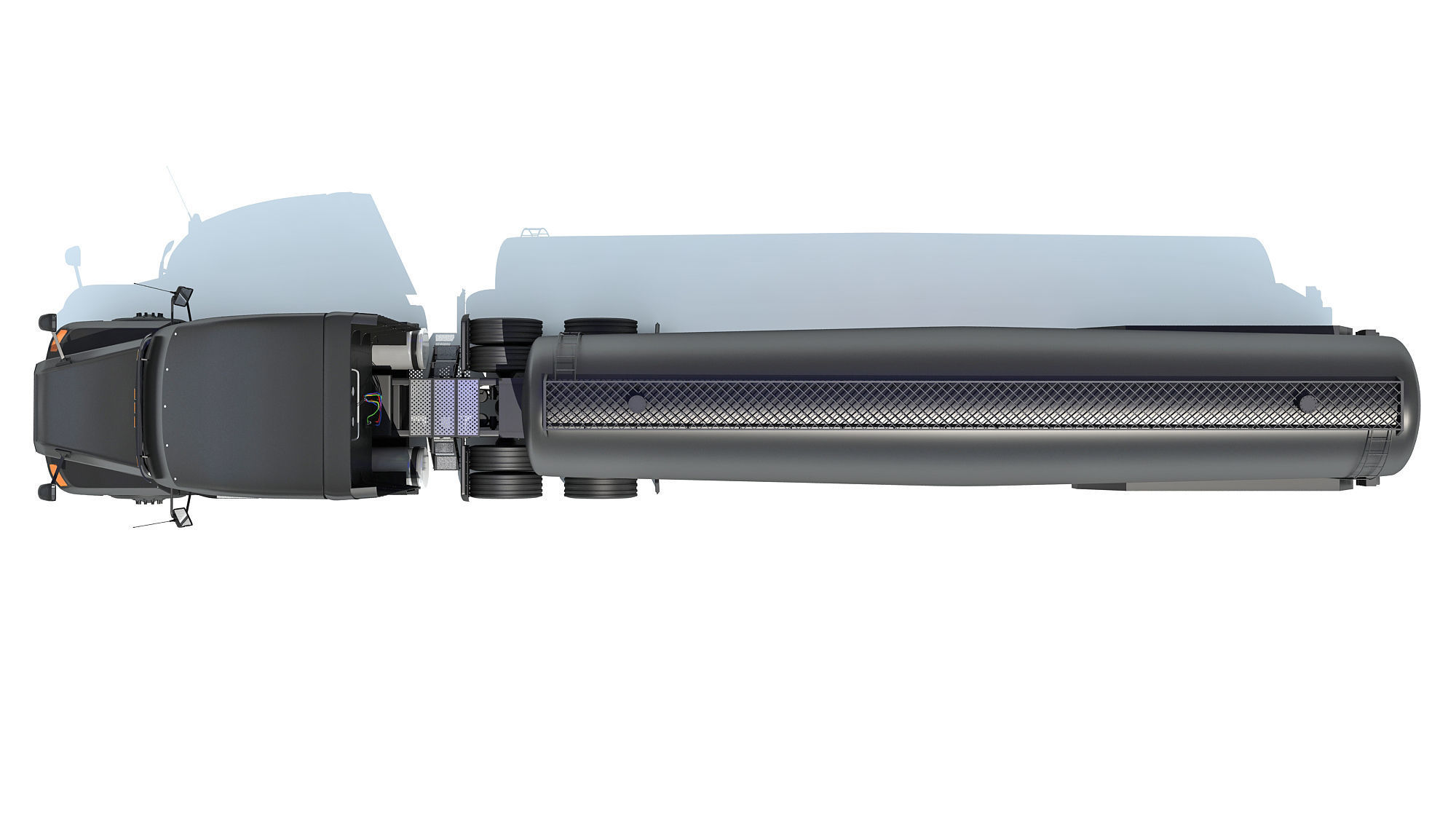 Sleeper Cab Truck with Tank Trailer 3D model_12