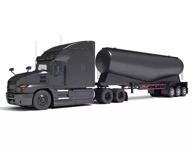 Sleeper Cab Truck with Tank Trailer 3D model