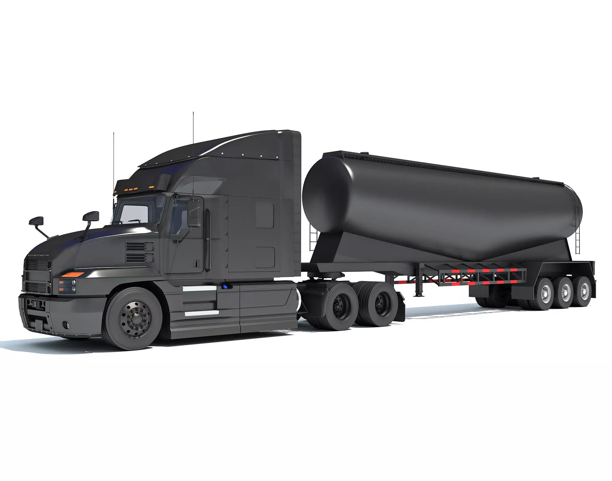 Sleeper Cab Truck with Tank Trailer 3D model_0