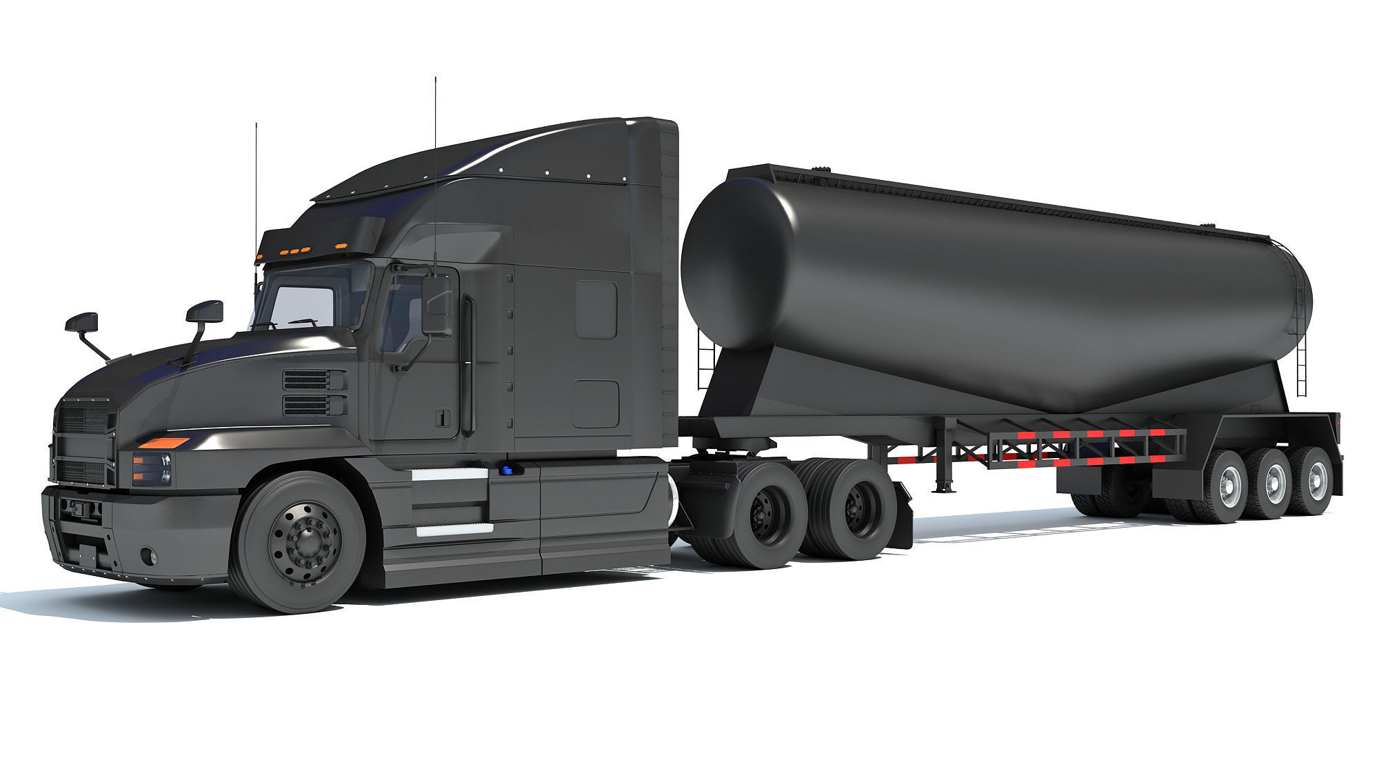 Sleeper Cab Truck with Tank Trailer 3D model_8