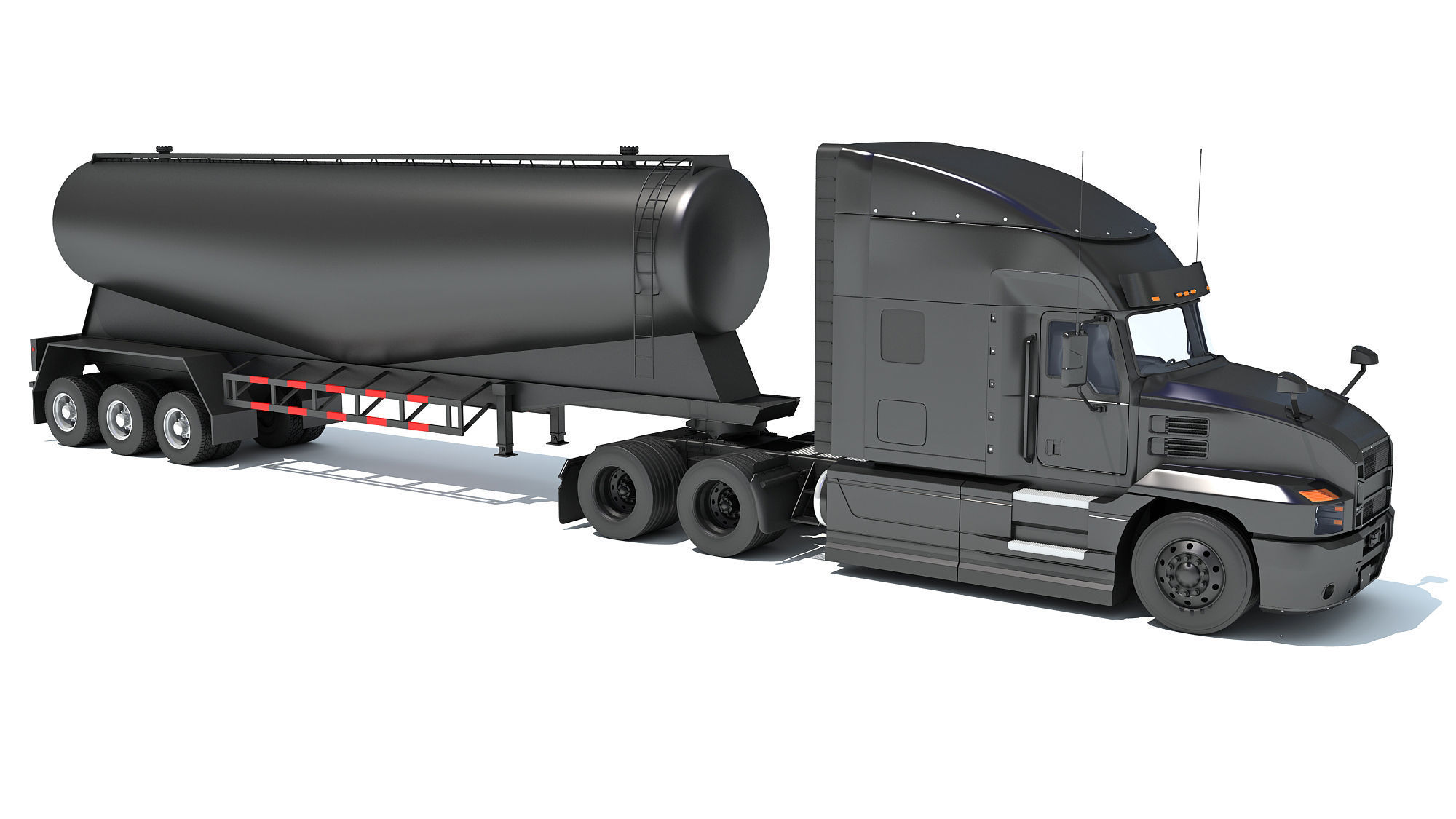 Sleeper Cab Truck with Tank Trailer 3D model_7