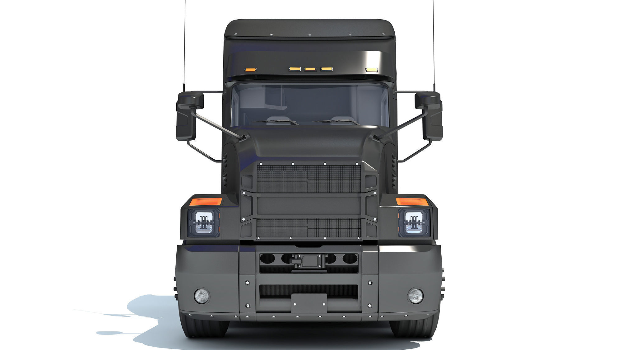 Sleeper Cab Truck with Tank Trailer 3D model_11