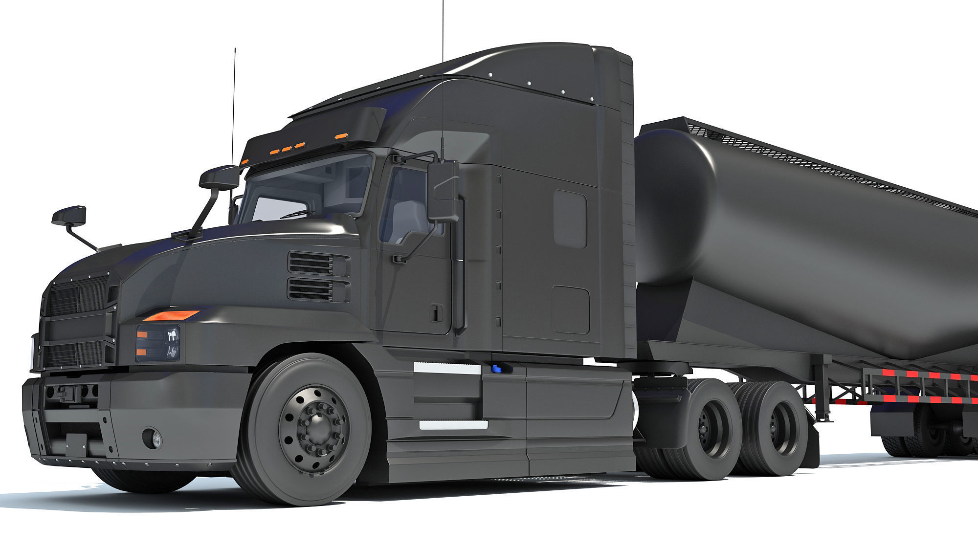 Sleeper Cab Truck with Tank Trailer 3D model_13