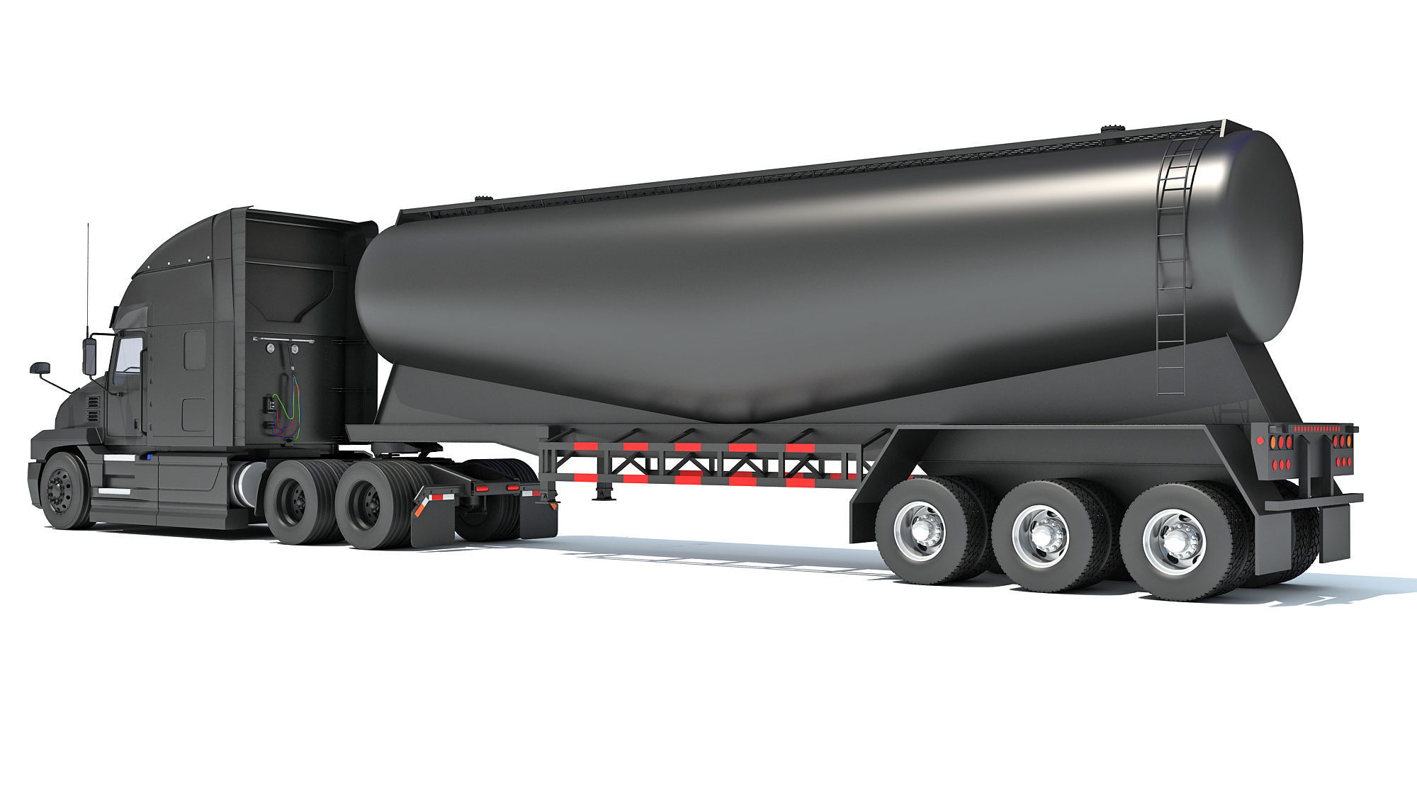 Sleeper Cab Truck with Tank Trailer 3D model_2