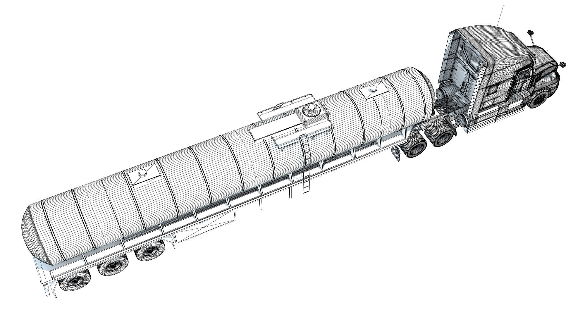 Truck with Tank Semitrailer 3D model_19