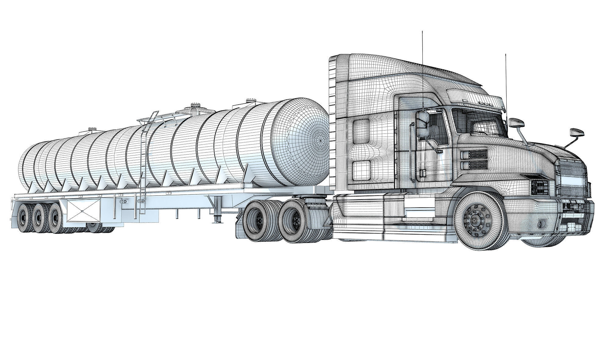 Truck with Tank Semitrailer 3D model_20