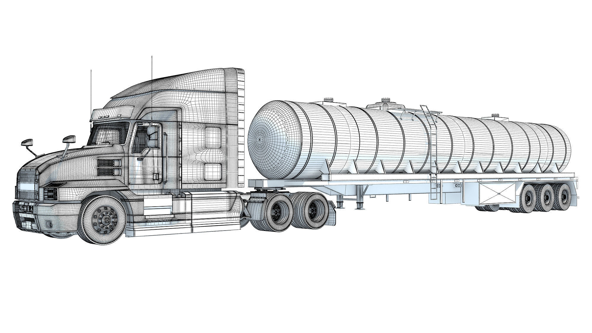 Truck with Tank Semitrailer 3D model_17