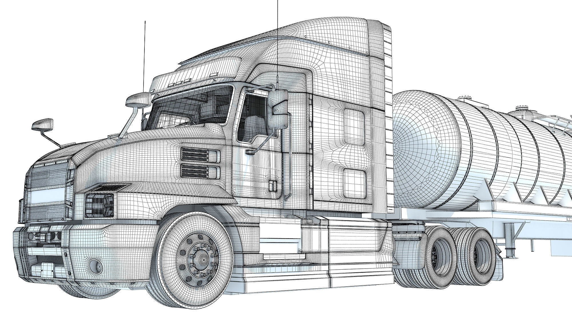 Truck with Tank Semitrailer 3D model_21