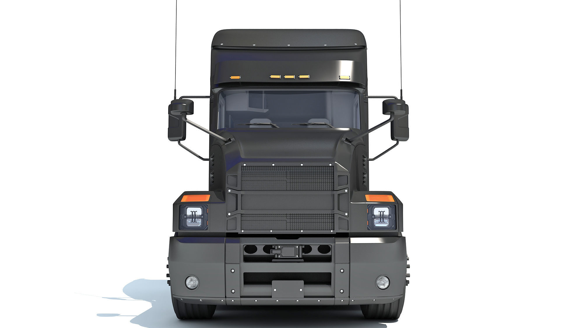 Black Truck with Tipper Trailer 3D model_11