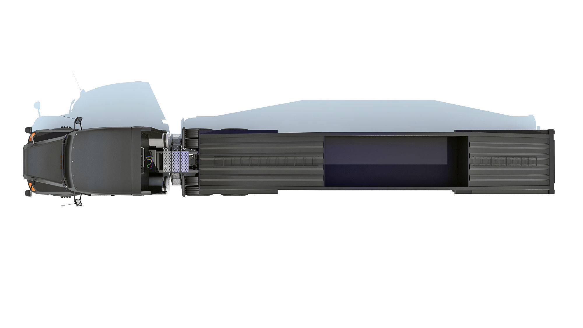 Black Truck with Tipper Trailer 3D model_12