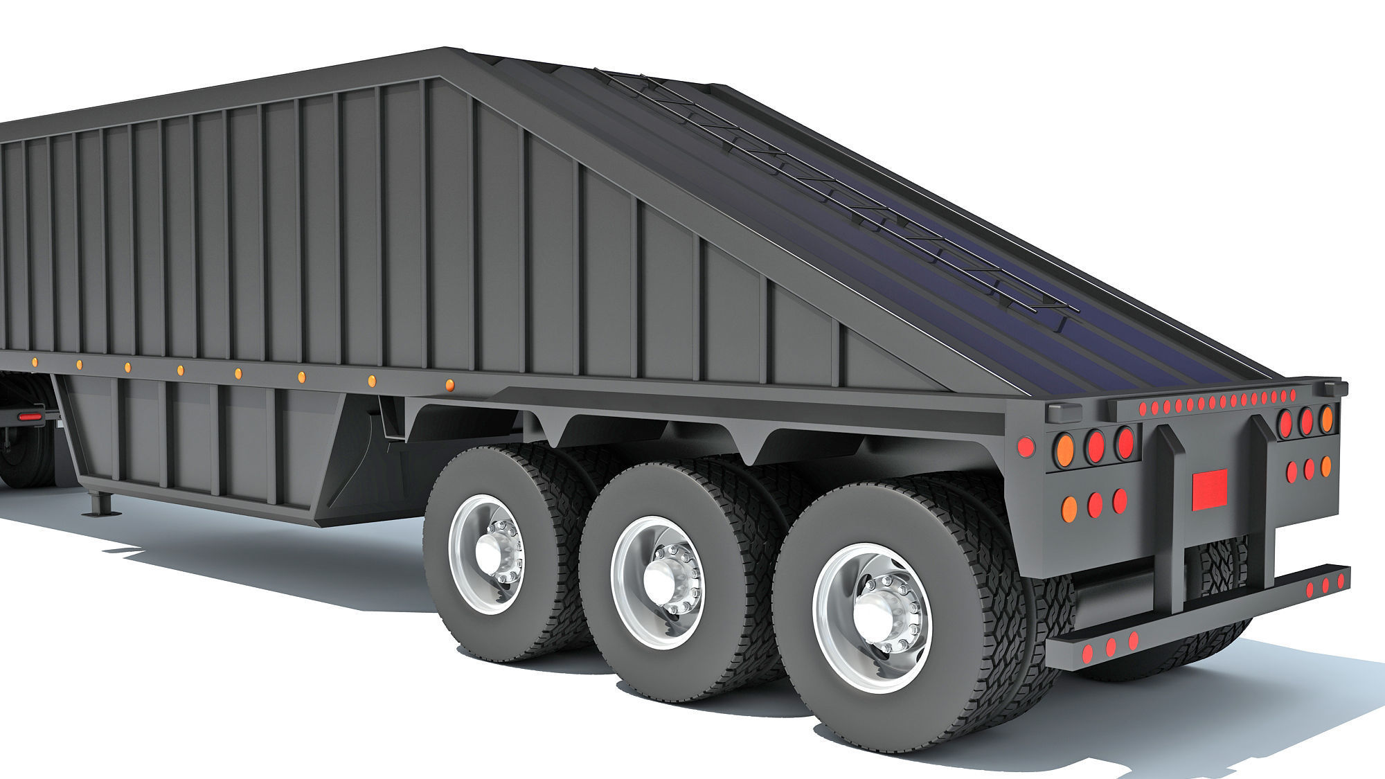 Black Truck with Tipper Trailer 3D model_16