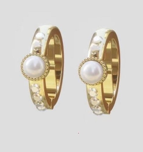 18KAKOYAEARRINGS hoop earrings with pearls 3D print model