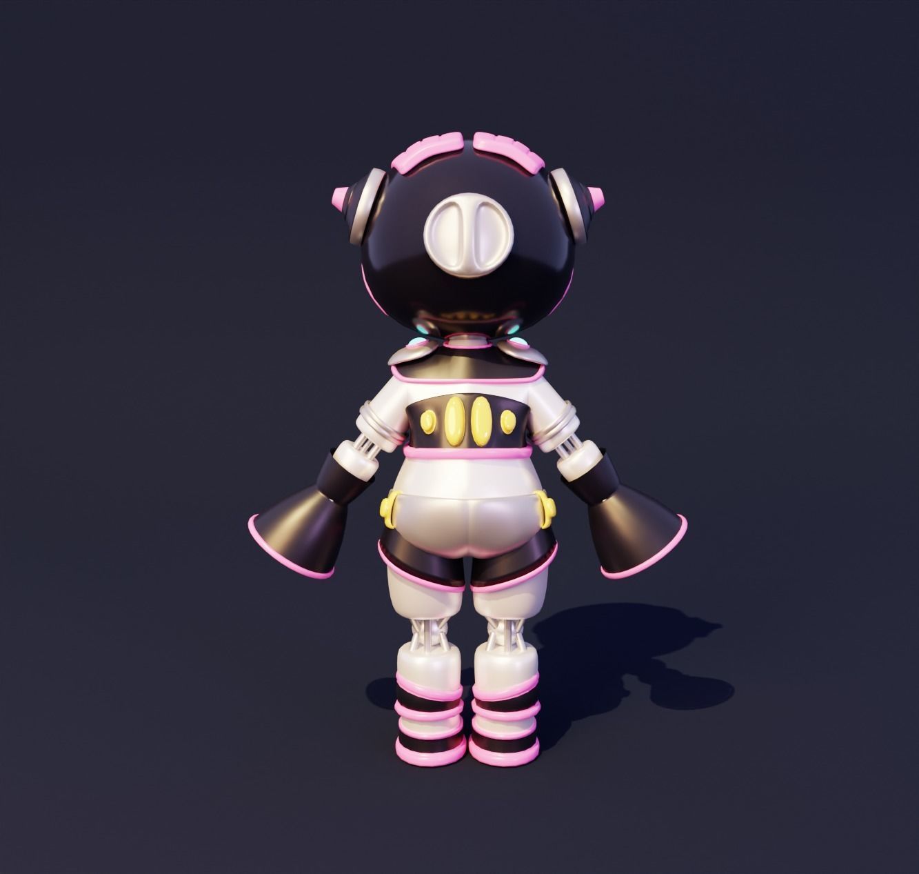 Cartoon Cute Female Cyborg Robot Character  3D model_9