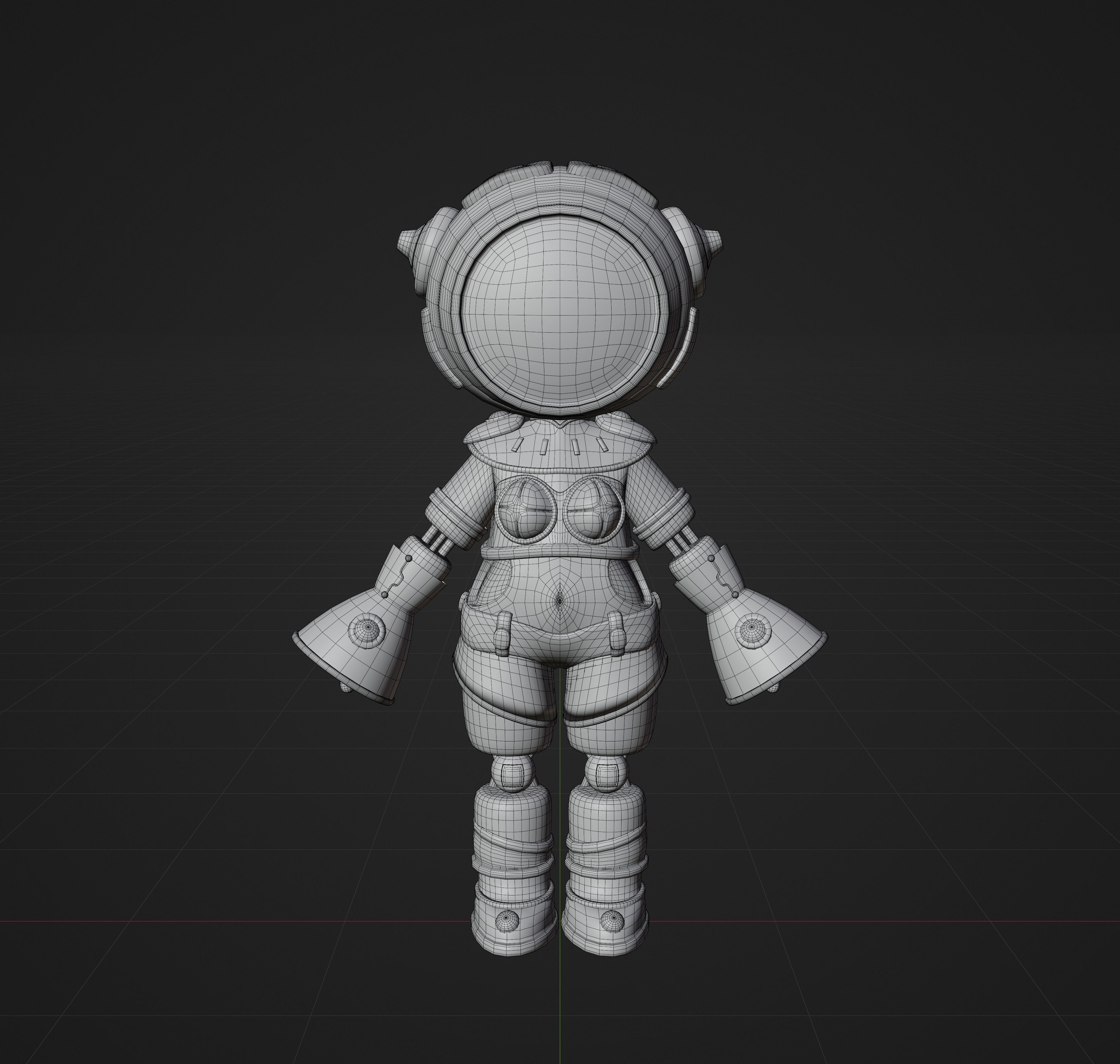 Cartoon Cute Female Cyborg Robot Character  3D model_1