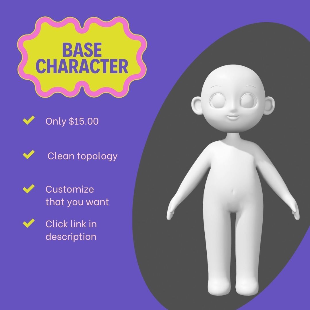 Cartoon Cute Female Cyborg Robot Character  3D model_4