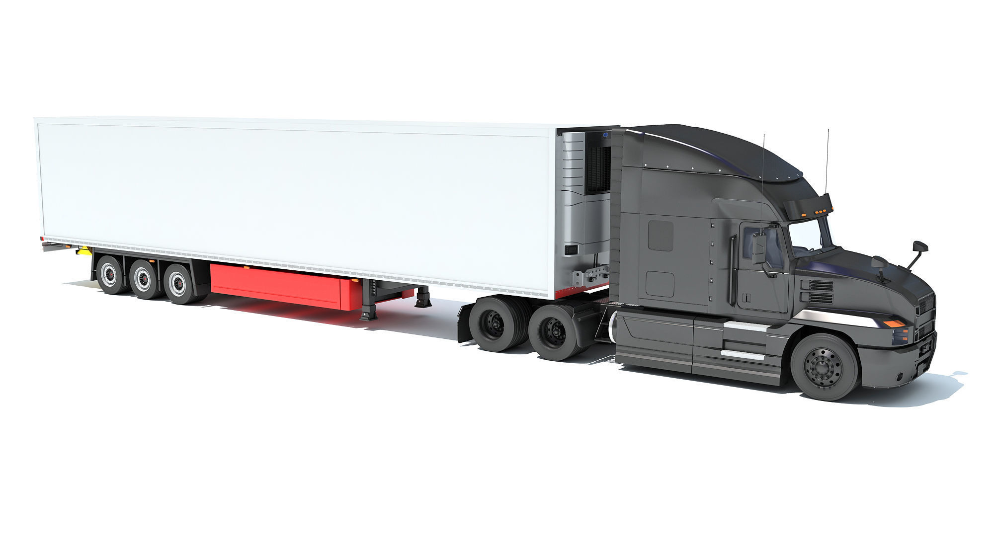 Truck with Reefer Refrigerator Trailer 3D model_8