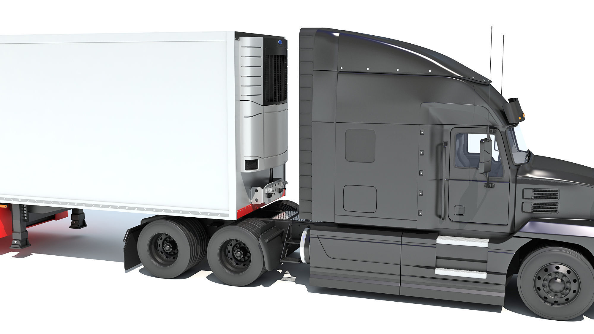 Truck with Reefer Refrigerator Trailer 3D model_15