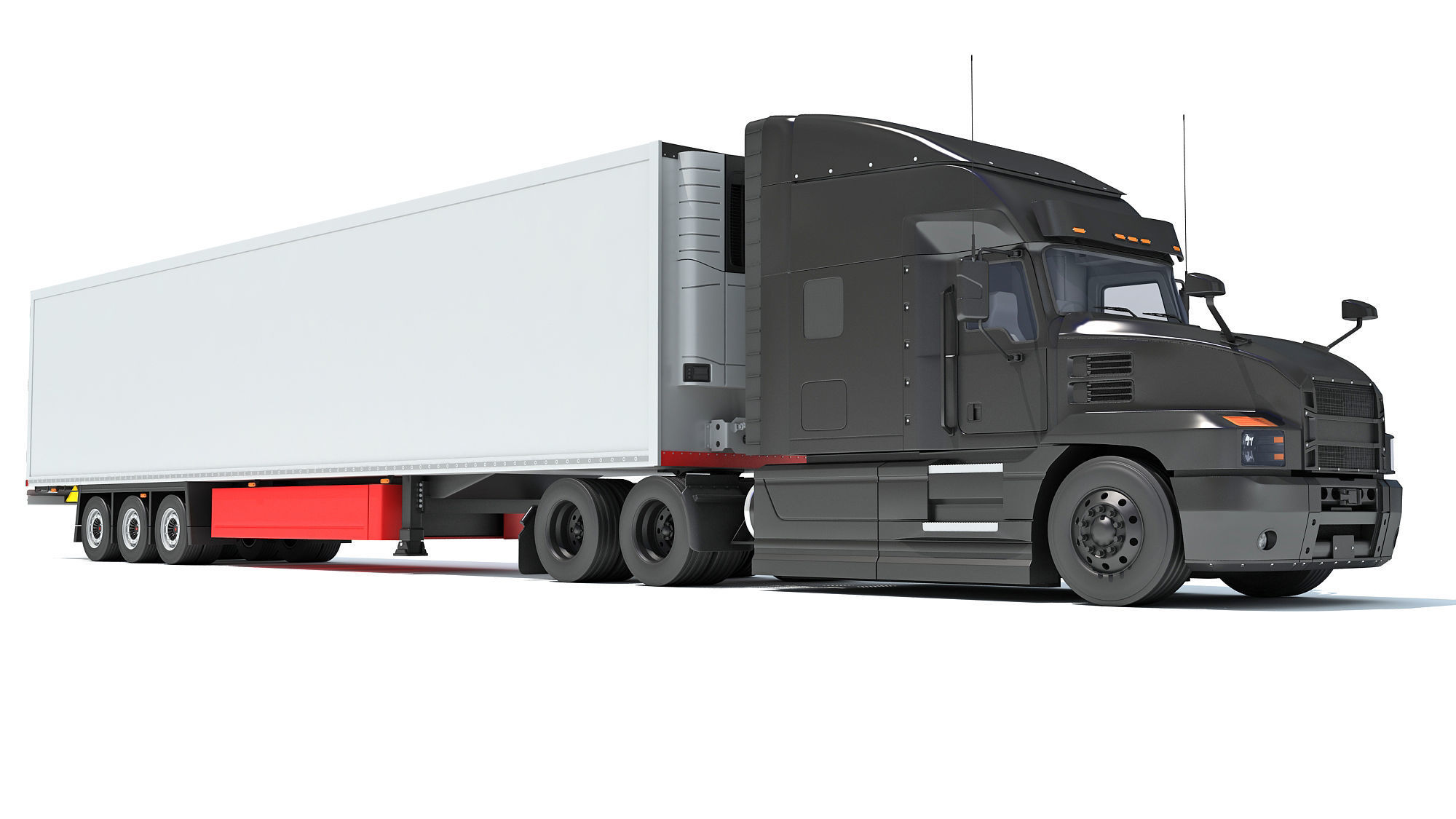 Truck with Reefer Refrigerator Trailer 3D model_10