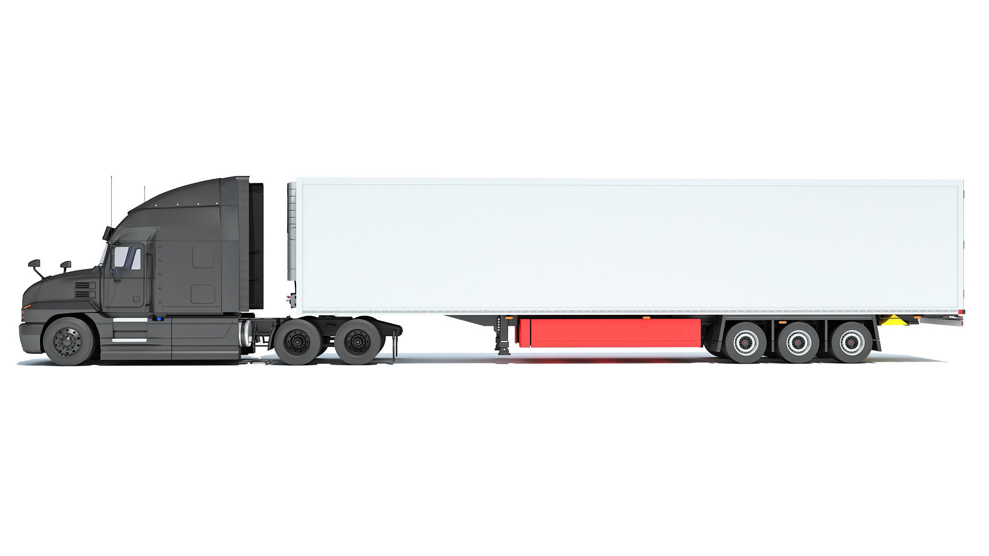 Truck with Reefer Refrigerator Trailer 3D model_1