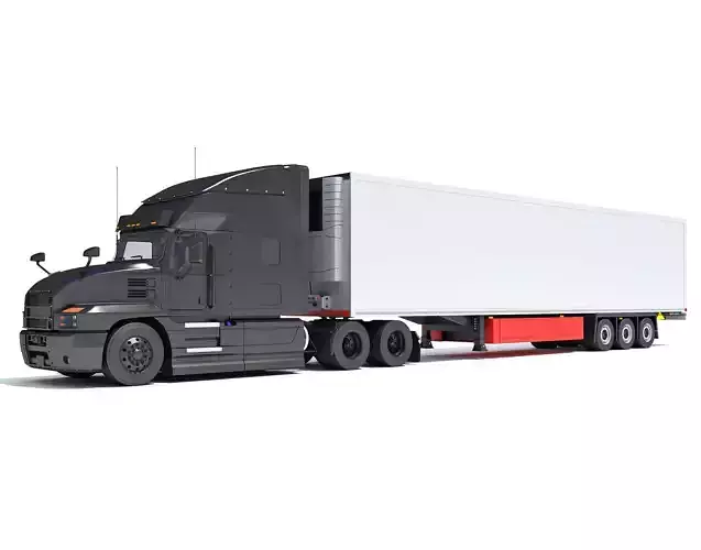 Truck with Reefer Refrigerator Trailer 3D model