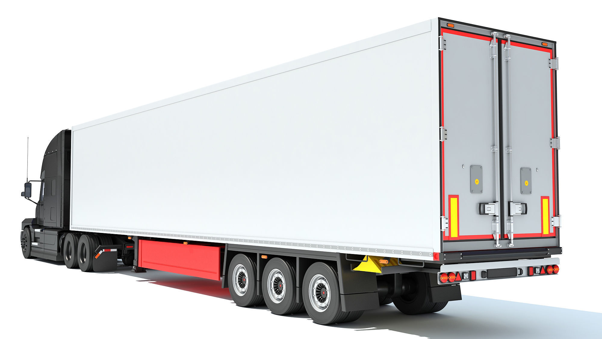 Truck with Reefer Refrigerator Trailer 3D model_3