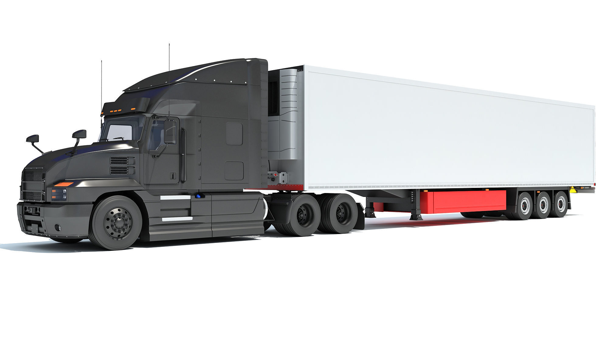 Truck with Reefer Refrigerator Trailer 3D model_9
