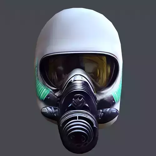 Gas mask helmet scifi Low-poly character art game space Low-poly