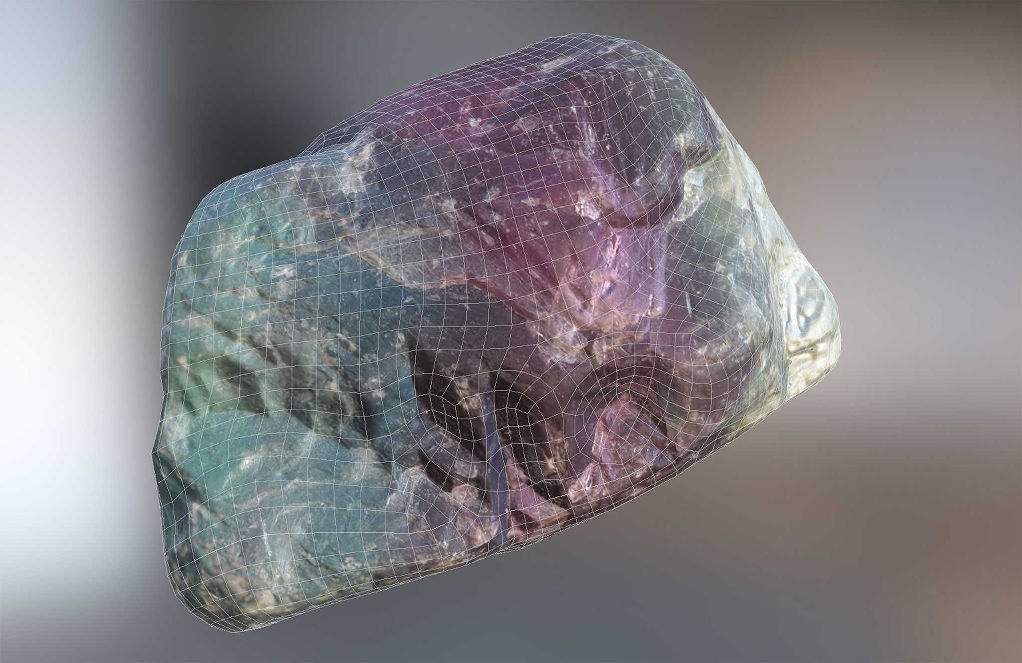 Fluorite gemstone Low-poly 3D model_6