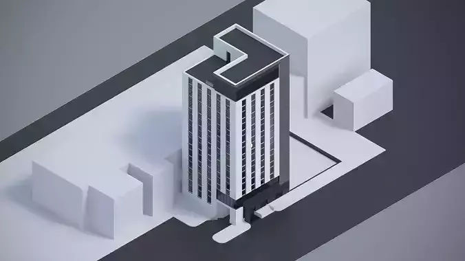 BUILDING FACADE 3D SCENE Free low-poly 3D model