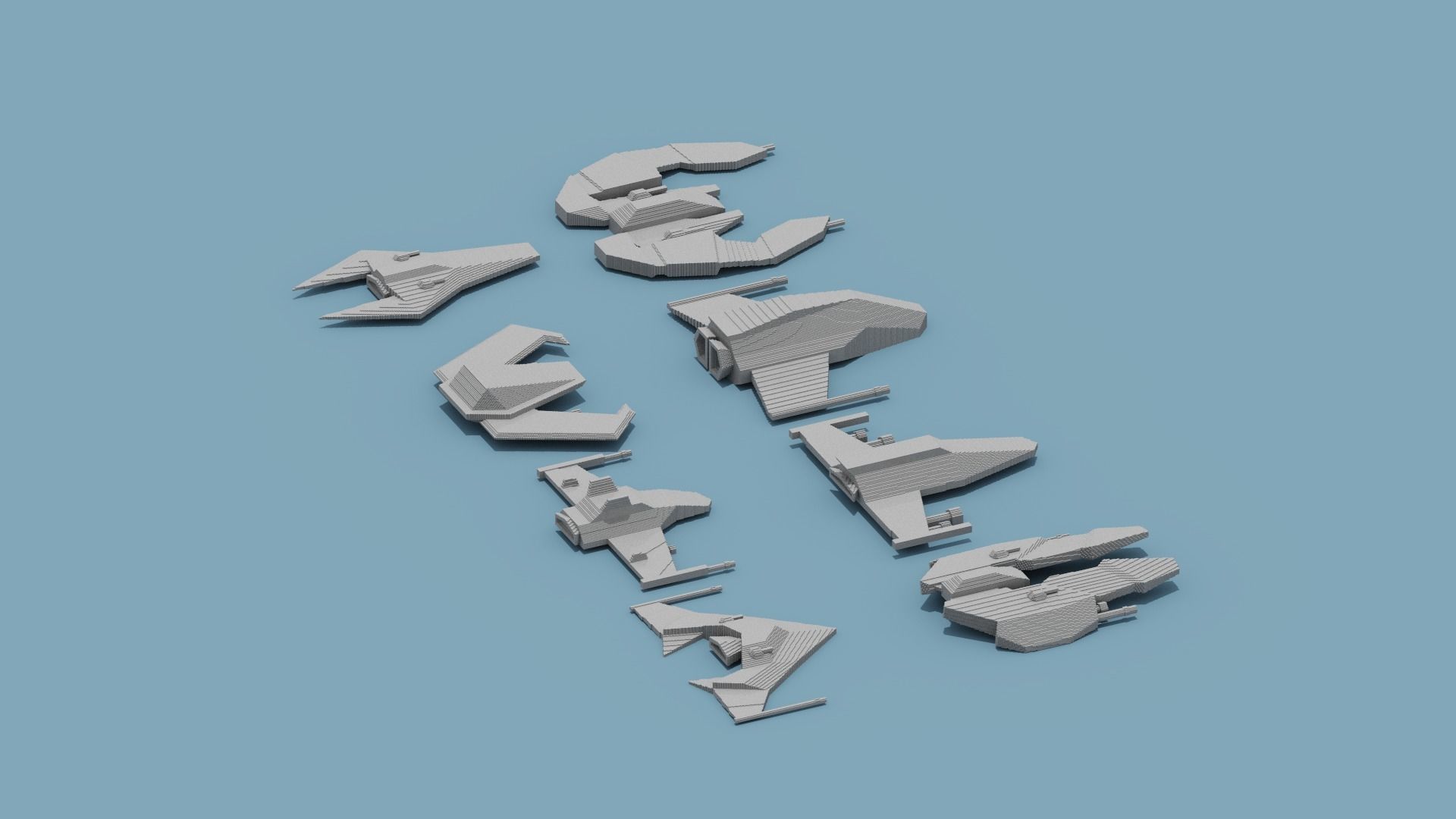 Voxel Space Ship Low-poly 3D model_17