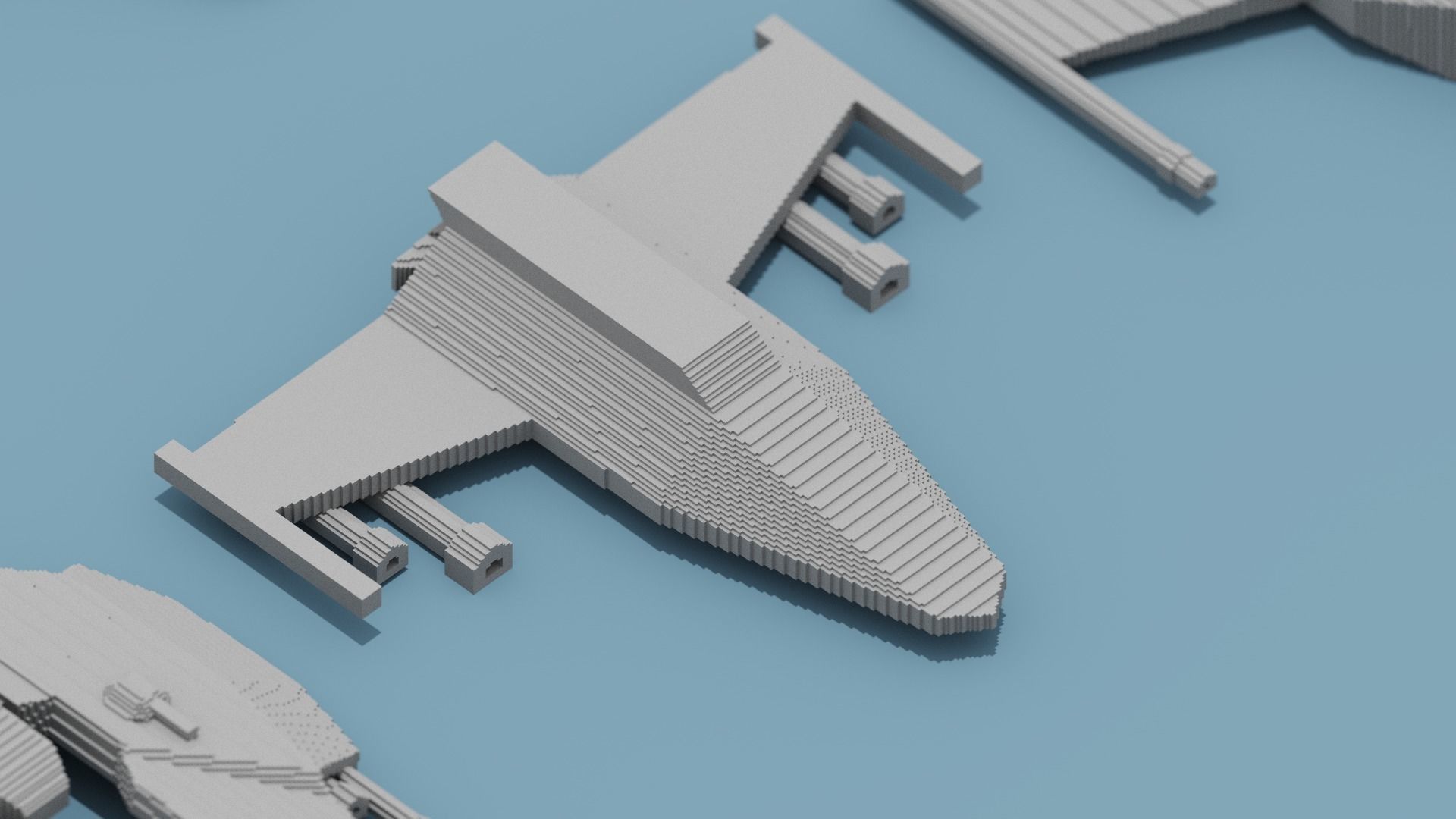 Voxel Space Ship Low-poly 3D model_2