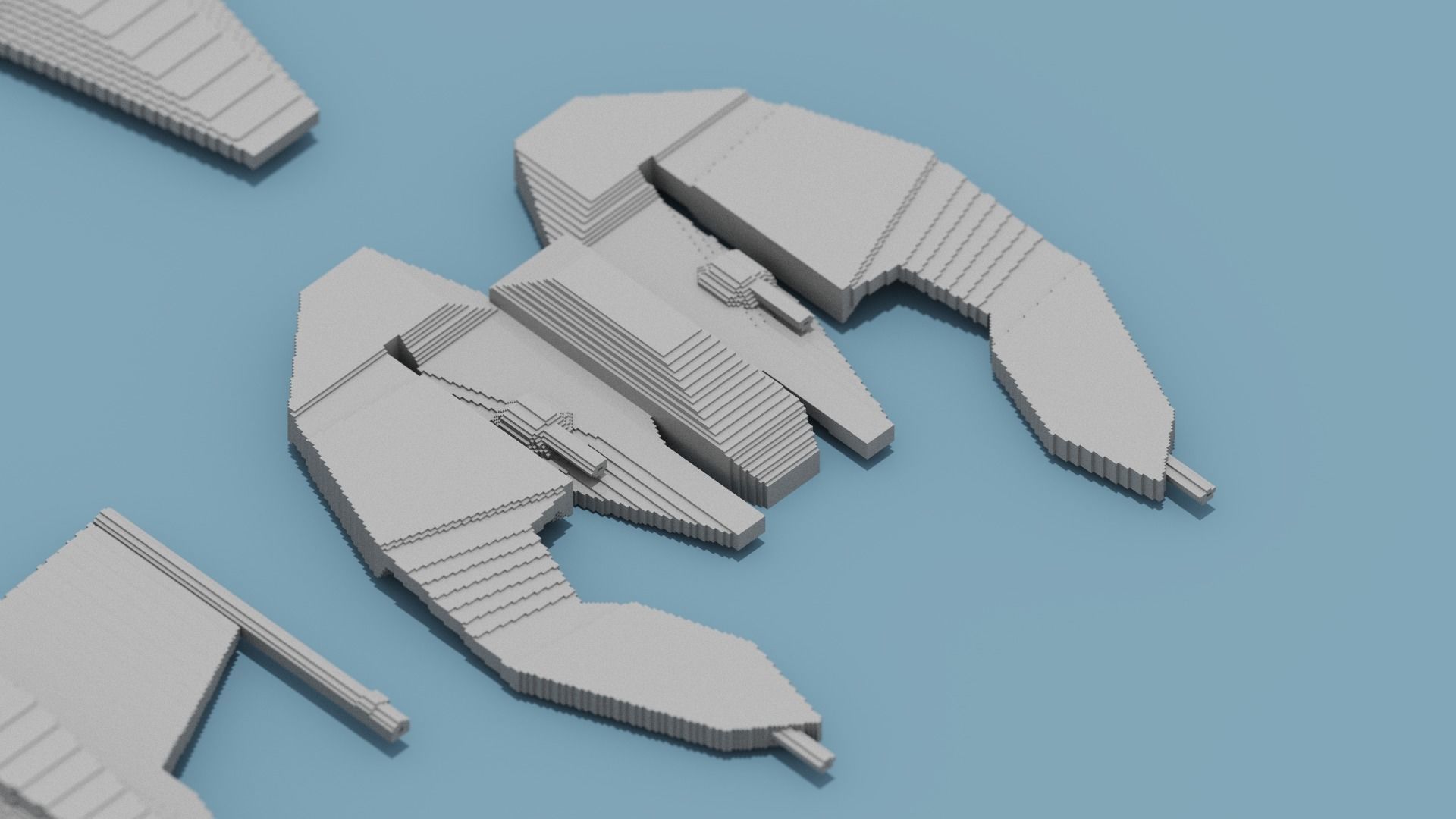 Voxel Space Ship Low-poly 3D model_4