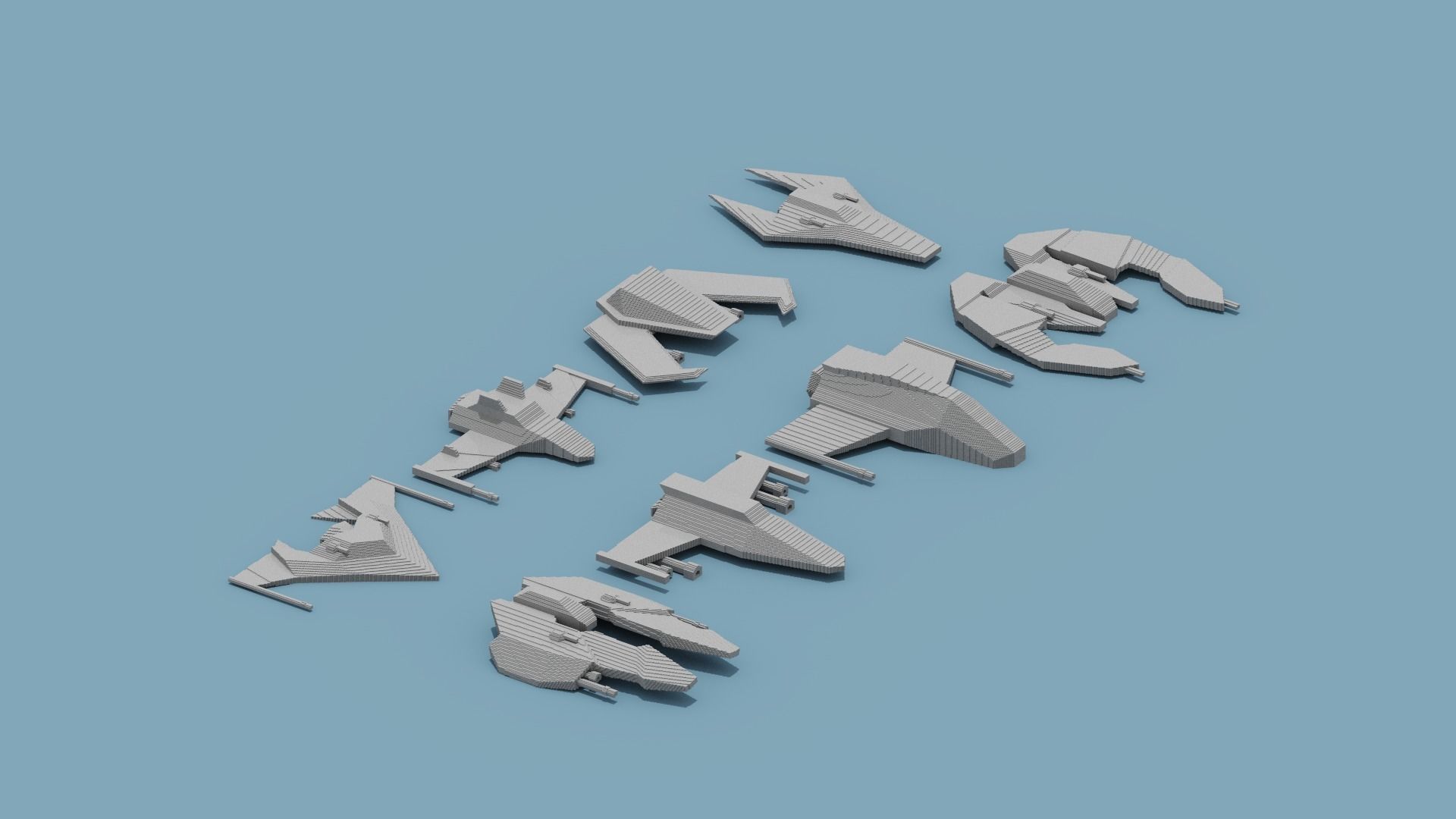 Voxel Space Ship Low-poly 3D model_19