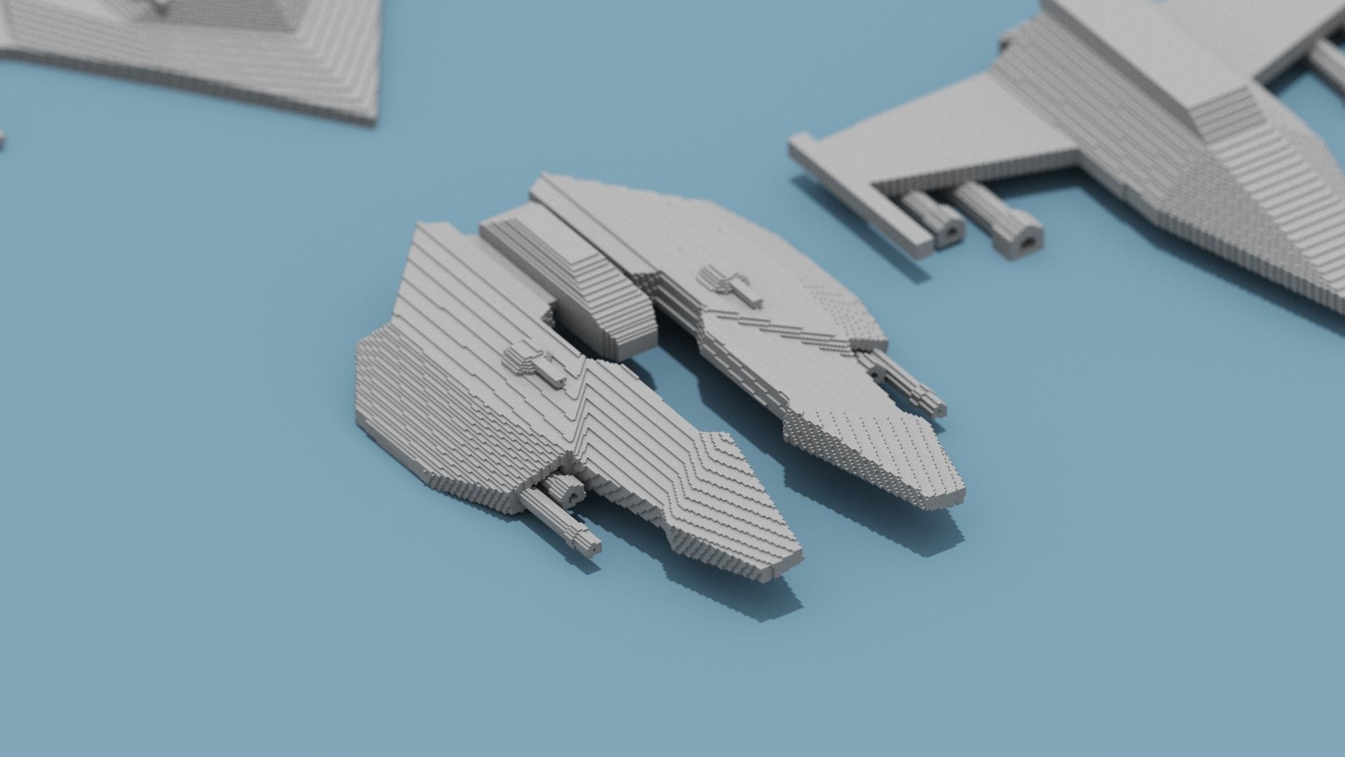 Voxel Space Ship Low-poly 3D model_1